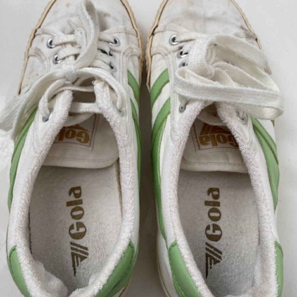 GOLA White Green Canvas Mark Cox Tennis Shoes Sneakers Sz 7 - Picture 10 of 13